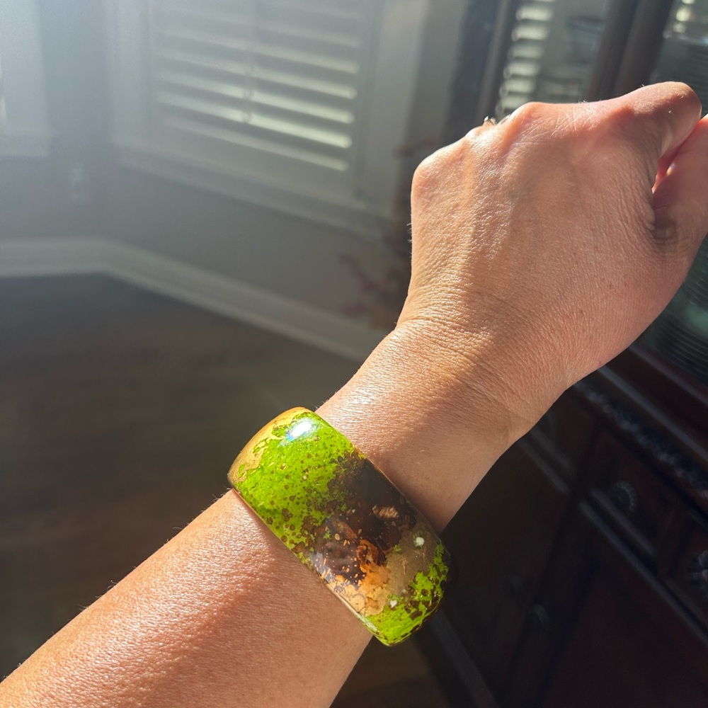 Green Bangle Statement Bracelet - image 6